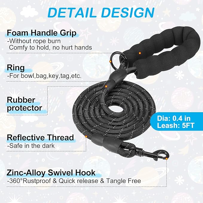 BEAUTYZOO Dog Harness Small Sized and Leash Set, Step-in Soft Padded Mesh Puppy Vest, Reflective Dog Harness No Pull No Choke, Breathable Easy Walking Vest Harnesses for Girl Boy Pets, Black Planet S