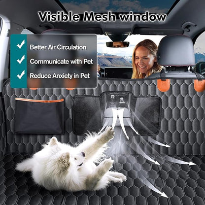 Chumajor XL Back Seat Extender for Dogs-Supports 400lb,Waterproof Dog Car Seat Cover Hard Bottom-Detachable,600D Heavy Duty Scratch Proof Nonslip Soft,Dog Hammock for Car,SUVs