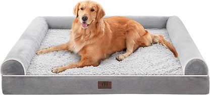 WESTERN HOME Large Dog Bed, Orthopedic Dog Beds with Waterproof Lining, XL Pet Couch with Removable Washable Cover and Nonskid Bottom, Grey