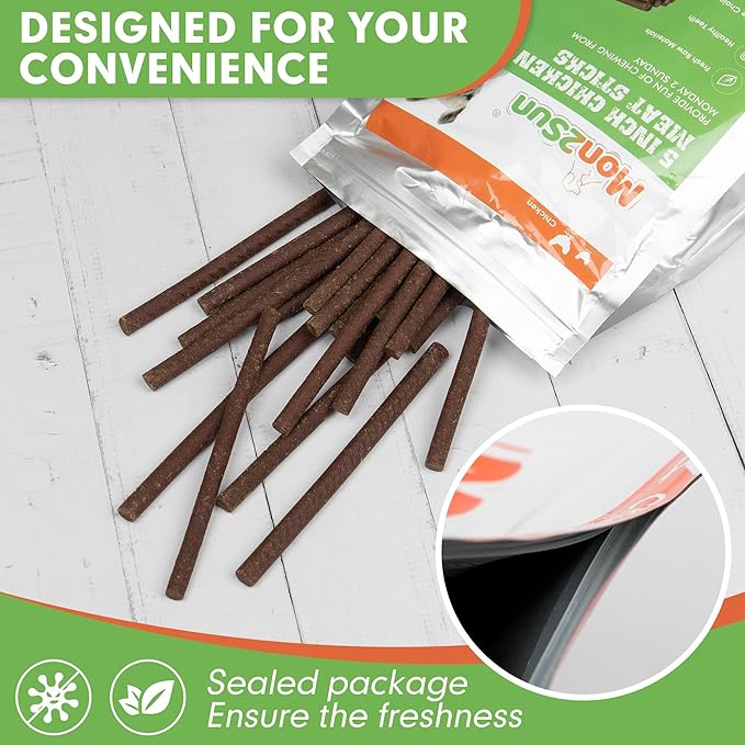 MON2SUN Dog Jerky Treats, 5 Inch Chicken Sticks (Chicken Liver Flavor) Rawhide Free Training Treats for Small Dogs, Soft and Healthy Snacks, 10.58oz (40 Count-Pack of 1)