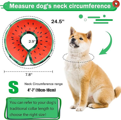 Recovery Donut Collar for Dogs & Cat,Inflatable Dog Collar Alternative After Surgery,Soft Cone for Large Medium Small Pet(Watermelon,Small)