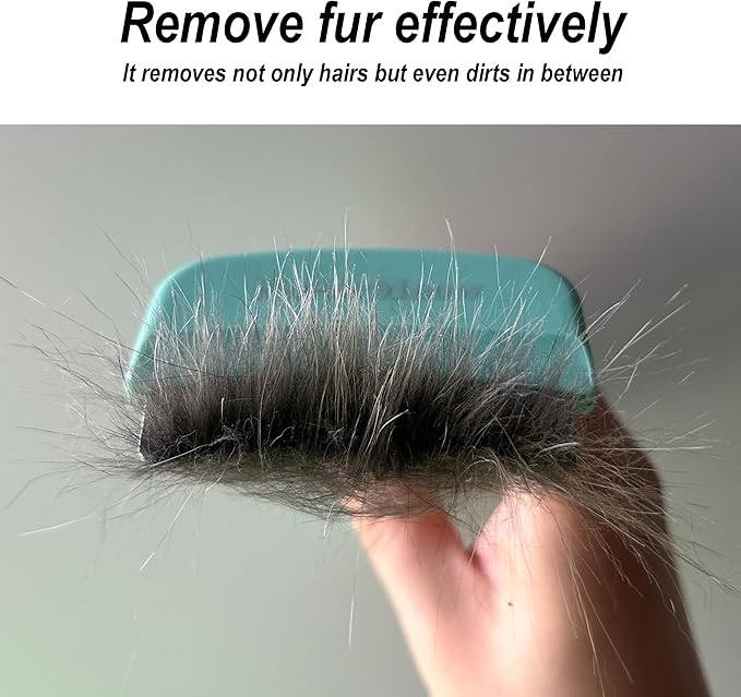 FurorMeow Pet Deshedding Tool with Curve Blade, Cat Grooming Brush, Tight V-shaped Teeth Shedding Comb for Cats and Dogs (Green, Small)