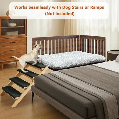Beside Dog Bed,2 Panel Adjustable Height Dog Bunk Beds,40''x28'' Metal Dogs Bed Frame with Cushion,Large