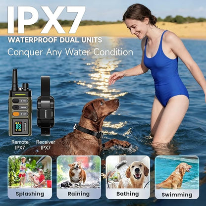 ABBIDOT Dog Shock Collar (10-120 lbs) - 5280 FT Dog Training Collar with Remote, IPX7 Waterproof with 4 Training Modes, Extended Battery Life, Multi-Mode Night Light, Rechargeable Electric Dog Collar