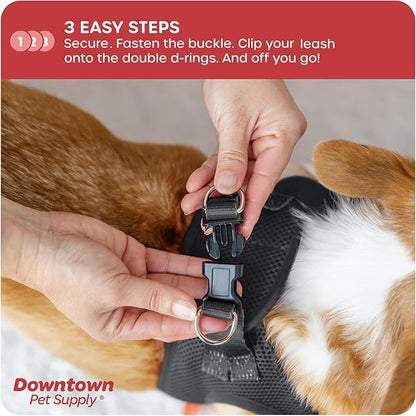 Downtown Pet Supply Step-in Dog Harness – No Pull, Adjustable Padded Mesh with Reflective Trim, Secure Buckle Strap – Comfortable & Breathable Small Dog Harness, Small, Charcoal