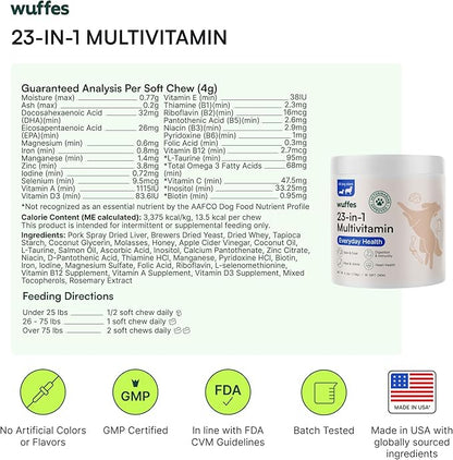 Wuffes Hip and Joint Supplement for and 23-in-1 Multivitamin Bundle for Dogs (Small & Medium Breed)
