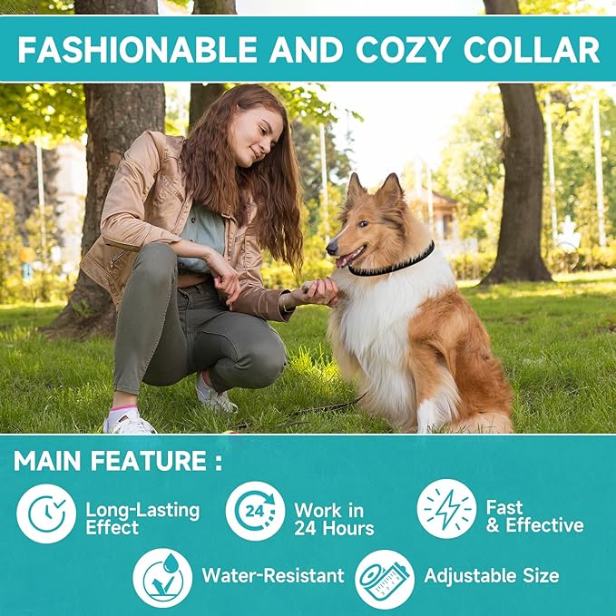 Flea and Tick Prevention for Dogs, 4 Pack Flea Collar for Dogs, Dog Flea and Tick Treatment, 32 Months Protection, Waterproof, Adjustable Collar for Dog, One Size Fits All for All Breeds, Black