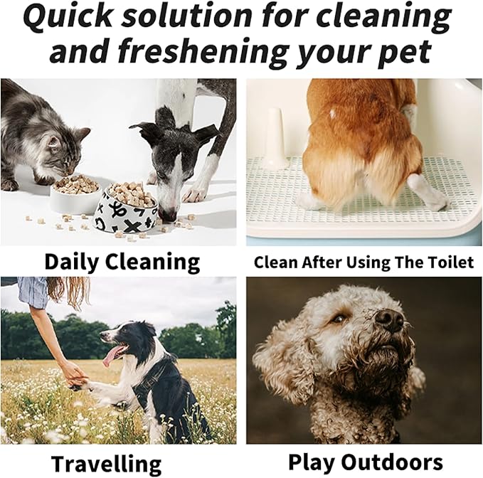 LEOARWE Pet Wipes 3-in-1 Kit for Dogs & Cats - Pet Cleaning Gloves, Ear Cleaner Finger Wipes & Body Wipes, Hypoallergenic Thickened Formula, Deodorizing & Rinse-Free for Grooming Travel