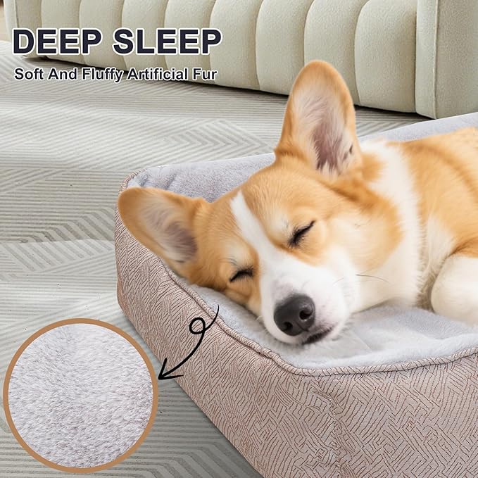 JOYELF Rectangle Dog Bed Calming Cat Bed Sofa, Cute Fluffy Pet Couch Bed for Dogs and Cats - Large(Upgraded Version)