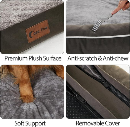 Casa Paw Orthopedic Dog Beds for Extra Large Dogs, Waterproof Egg Crate Foam XL Dog Bed with Sides 45x35Inch, Big Dogs Couch Beds with Removable Washable Cover and Nonskid Bottom, Dark Green