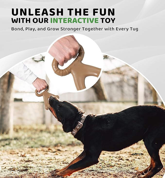 IPTPAS Durable Dog Chew Toy for Aggressive Chewers, Indestructible Nylon Bone with Beef Flavor, Dog Toy for Dental Care and Teeth Cleaning, Anxiety Relief for Small, Medium, and Large Dogs (Brown)