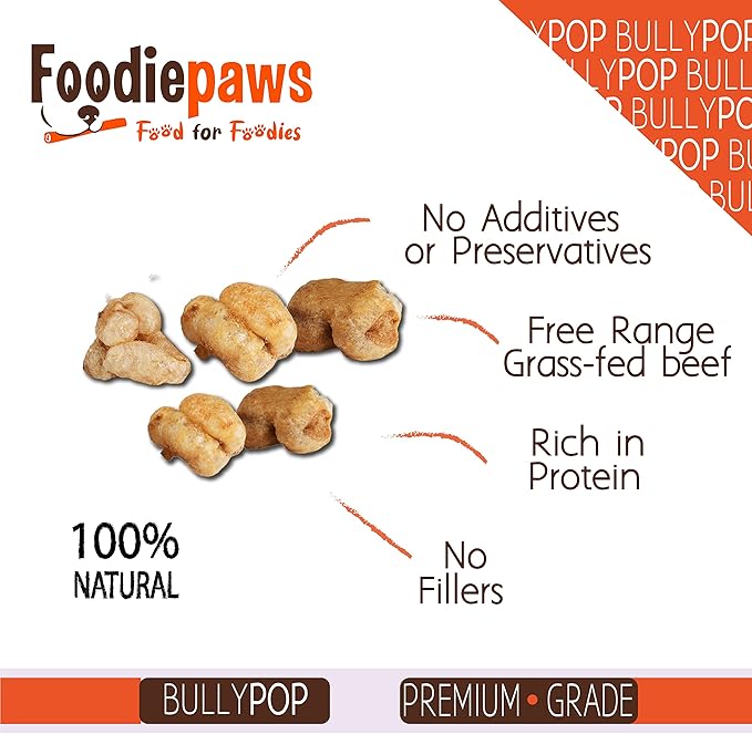 FOODIEPAWS Bully Pop, 8 oz – All-Natural, High Protein Chews for Dogs – Fully Digestible & Grain-Free – Supports Dental Health & Chewing Satisfaction