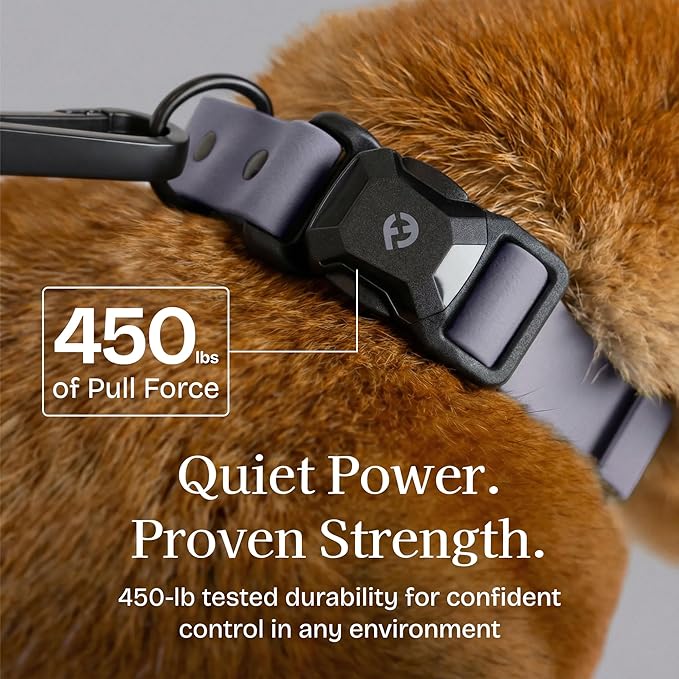 2026 New Edition, Fei & Eve PVC MagEase Dog Collar - Patented Magnetic Buckles | Fur-Safe | 450LB Escape-Proof | Adjustable Fit | Medium (Twilight Gray)