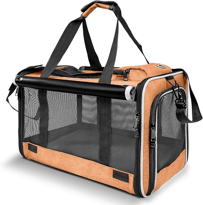 GAPZER Dog Carry Bag for Puppy Pet Soft-Shell Portable Kennel Crate for 0-15 lbs Foldable Pomeranian Travel Cage Tea Cup Yorkie Carrier Purse Indoor Carrying Case Cat Supply Melon Tiny Dog Melon