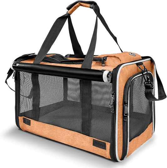 GAPZER Dog Carry Bag for Puppy Pet Soft-Shell Portable Kennel Crate for 0-15 lbs Foldable Pomeranian Travel Cage Tea Cup Yorkie Carrier Purse Indoor Carrying Case Cat Supply Melon Tiny Dog Melon
