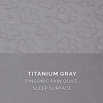Furhaven Orthopedic Dog Bed for Large Dogs w/ Removable Bolsters & Washable Cover, For Dogs Up to 95 lbs - Pinsonic Quilted Paw L Shaped Chaise - Titanium, Jumbo/XL