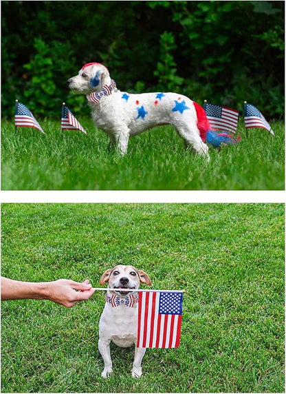 UP URARA PUP Dog Collar with Bow Tie, 4th of July Comfortable Cotton Dog Collar, American Flag Collar for Puppy Girl Boy Dog or Cat, Patriotic Bowtie Collar with Metal Buckle, XS