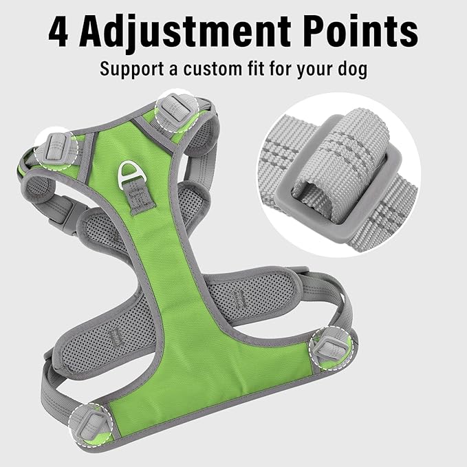 Plutus Pet No Pull Dog Harness, Release at Neck, Reflective Adjustable Dog Vest Harness, Easy Control Handle for Walking, for Small Medium Large Dogs, Green, M