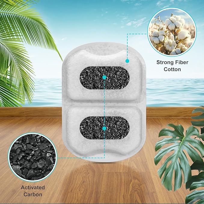 16 Pack Pet Fountain Filter Replacement for 7L/230oz/1.8G Stainless Steel Dog Water Fountain - Cat Water Fountain Filters and Sponges