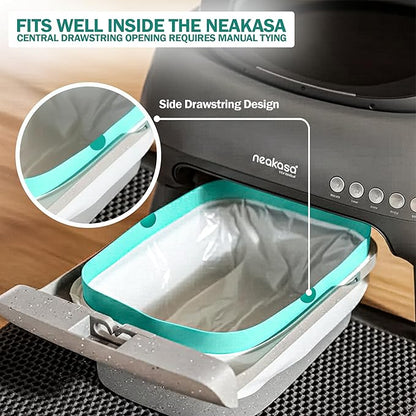 30 Count Cat Litter Liners - 27x13 Inches - Compatible With Neakasa Litter Box M1 & Petpivot Autoscooper 11 litter box - Leak & Tear Proof Heavy Duty Drawstring in Center for Mess-Free Cleaning
