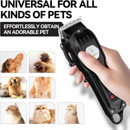 Dog Grooming Kit for Heavy Thick Hair&Coats,Low Noise Dog Hair Trimmer,Rechargeable Cordless Pet Shaver with Stainless Steel Blade, Dog Clippers for Grooming for Small Large Dogs Pets (Black)