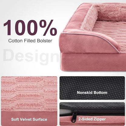FURTIME Orthopedic Dog Beds - Waterproof Ultra Comfy Supportive Foam Pet Couch with Removable Washable Cover, Egg Foam, Nonskid Bottom