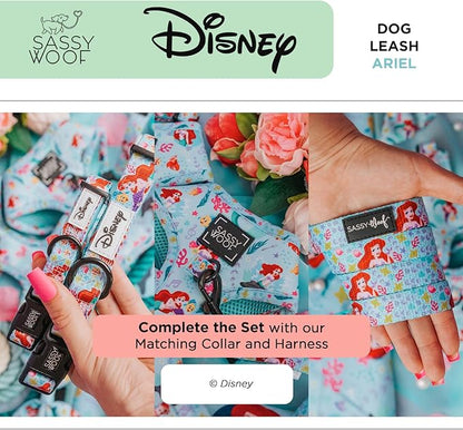 Sassy Woof Disney Princess Little Mermaid Ariel Dog Leash 60-Inch with Neoprene Padded Handle - Comfortable, Durable, and Stylish for Small to Large Dogs - Officially Licensed