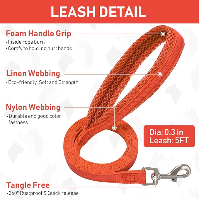 GAMUDA Small Pet Harness Collar and Leash Set, Step in No Chock No Pull Linen Fabric Soft Mesh Dog Vest Harnesses Reflective for Dogs Puppy Cats Kitten Rabbit (Orange, M)