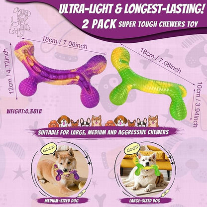 Dog Toys for Aggressive Chewers 2 Pack, Indestructible Dog Toys for Large Dogs, Tough Dogs Chew Toy to Keep Them Busy, Beef Flavored, Gifts for Large Medium Breed