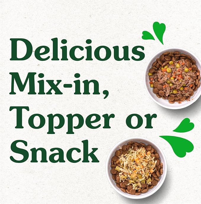 Greenies Smart Topper Wet Dog Food Complement Variety Pack, Chicken Green Beans & Sweet Potatoes Recipe and Beef Peas & Carrots Recipe Variety Pack, 16 Count