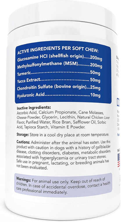 Nootie Glucosamine for Dogs - 250 ct - Hip and Joint Soft Chews Supplement for Dogs - Daily Dog MSM Chondroitin Chews with Turmeric - Joint Care Vitamins for All Breeds and Sizes USA