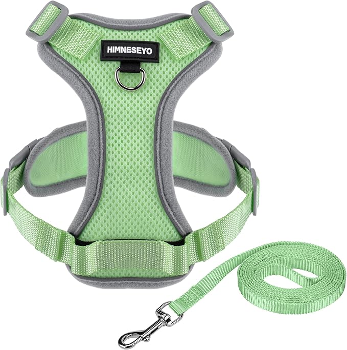 Small Dog Harness and Leash Set, No Pull Adjustable Pet Harness for Small Dogs, Breathable Mesh Rflective Dog Vest Harness (Green, M)
