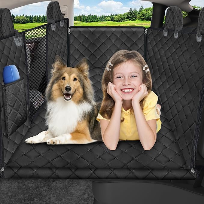 URPOWER Dog Back Seat Extender for Tesla Model Y/Juniper (2025+), Hard Bottom Dog Car Seat Cover Holds 400 lbs, Waterproof Pet Hammock Backseat & Door Protector Dogs Car Bed for Model Y 2026-2020