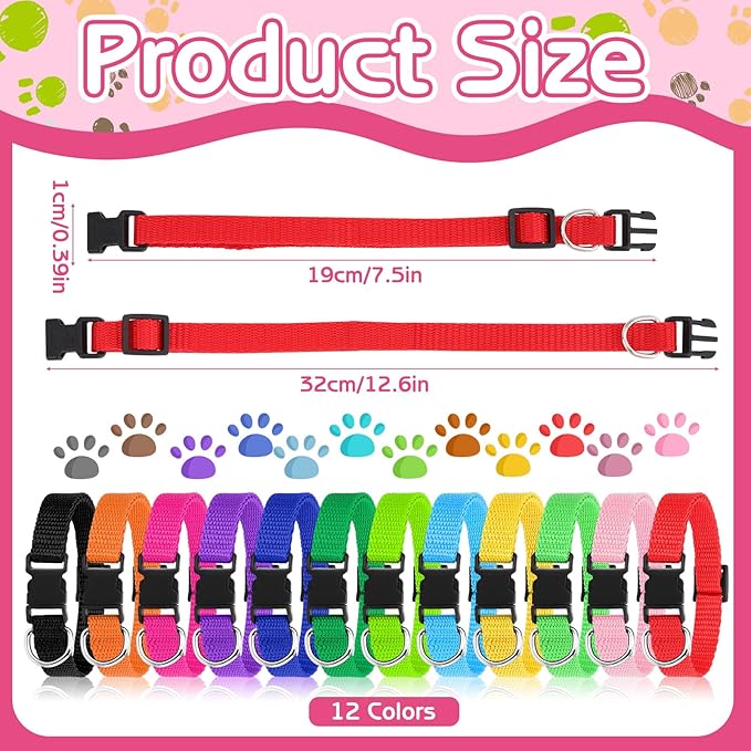 36 Pcs Puppy Collar and Leash Set, Adjustable Colorful Dog Collar and Leash Quick Release Clip Buckle Puppy Collars Whelping Collar for Small Medium Dogs Walking Training