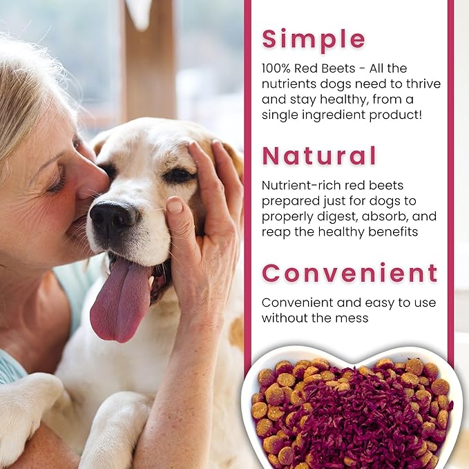 Olewo Original Red Beets for Dogs – Natural Skin & Coat Dog Food Topper, Anti Itch, Dehydrated Vegetables, Whole Food Supplements & Vitamins, Fiber for Dogs, 5.5 lbs