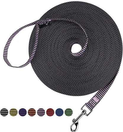 Hi Kiss Dog/Puppy Obedience Recall Training Agility Lead - 15ft 20ft 30ft 50ft 100ft Training Leash - Great for Training, Play, Camping, or Backyard(15ft,BL+PK)