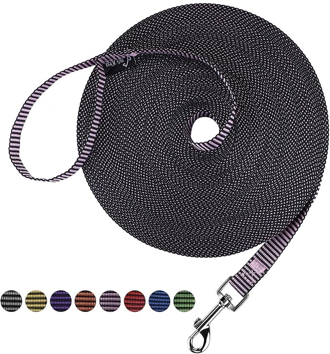 Hi Kiss Dog/Puppy Obedience Recall Training Agility Lead - 15ft 20ft 30ft 50ft 100ft Training Leash - Great for Training, Play, Camping, or Backyard(30ft,BL+PK)