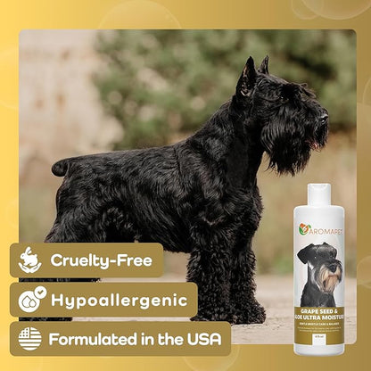 Grape Seed & Aloe Ultra Moisture for Coarse Coats Dog Shampoo - Deodorizing. Great for Schnauzer & Sensitive Skin - Hypoallergenic Dog Shampoo Gentle Bristle Care.