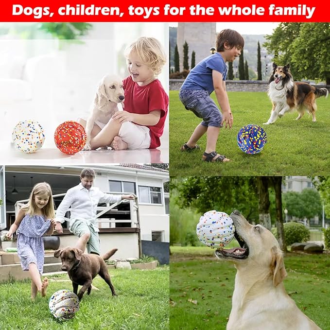 CAISHOW Dog Ball Squeak Toys (Bell Ball 5.12in Blue)