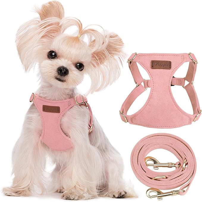 Puppytie No Pull xs Dog Harness with Multifunction Dog Leash,Soft Adjustable No Choke Escape Proof Pet Harness Vest,Pink,XS
