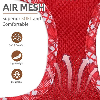 PUPTECK Dog Harness and Leash Set for Small Medium Dogs No Pull Step-in Soft Mesh Puppy Cat Vest Harnesses Reflective at Night, Red, M