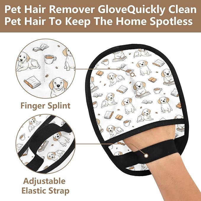 Pet Grooming Gloves Reusable Dog & Cat Hair Remover for Furniture, Car Interiors Multi-Surface Deshedding Tool for Carpets, Bedding & Home Cleaning