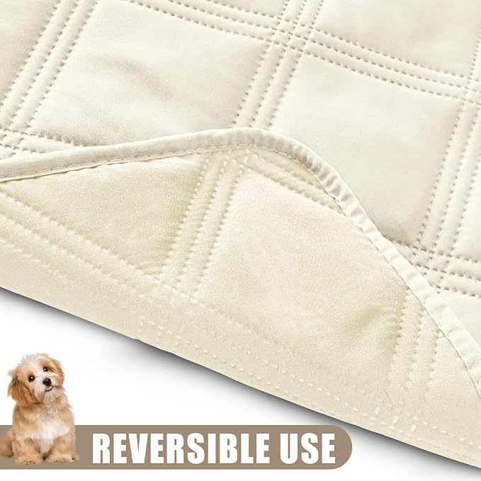 Smiry Waterproof Dog Bed Cover Blanket 40x70, Soft Reversible Pet Blanket, Washable Leakproof Cats Dogs Couch Cover for Sofa, Couch, Furniture, Lattice, Beige/Beige