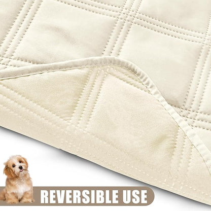 Smiry Waterproof Dog Bed Cover Blanket 40x70, Soft Reversible Pet Blanket, Washable Leakproof Cats Dogs Couch Cover for Sofa, Couch, Furniture, Lattice, Beige/Beige