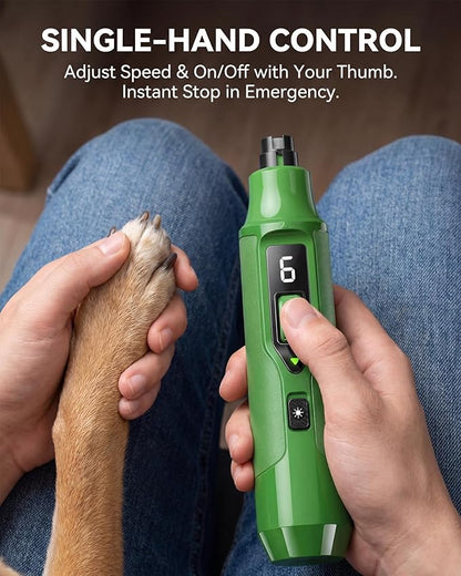 7-Speed Dog Nail Grinder with LED Light – Ultra Quiet Electric Pet Nail Trimmer for Large Dogs & Cats – Professional Grooming Tool with Dust Collector, One-Hand Speed Control & Instant Stop Safety