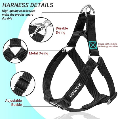 No Pull Dog Harness - Adjustable Step-in Harness & Leash Set for Small, Medium, Large Dogs - Escape Proof Soft Pet Harness for Walking, Training, Hiking, Outdoor Activities