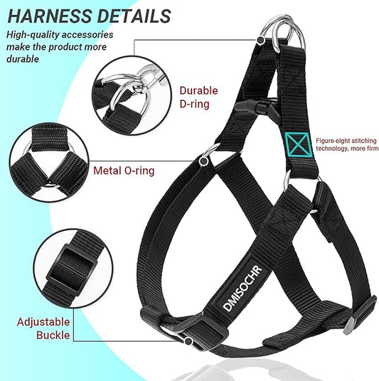 No Pull Dog Harness - Adjustable Step-in Harness & Leash Set for Small, Medium, Large Dogs - Escape Proof Soft Pet Harness for Walking, Training, Hiking, Outdoor Activities