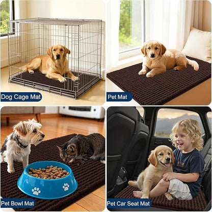OLANLY Dog Door Mat for Muddy Paws 24x16, Ultra Absorbent Chenille Mud Doormat, Non-Slip Washable and Dirt Trapping Doormat for Indoor Entryway, Quick-Dry Indoor Pet Bed Mats for Dogs, Brown