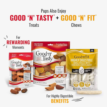Good ‘n’ Fun Triple Flavor Chews for Large Dogs, Treat Your Dog to Long-Lasting Chews Made with Beef Hide, Chicken and Artificial Pork Flavor, 2 Count
