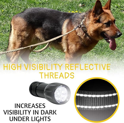 ADITYNA Tactical Bungee Dog Leash 6ft-7.5ft - Shock Absorbing Lead with 2 Padded Handles, Metal Clasp, Car Seatbelt - Heavy Duty No Pull for Medium, Large & XL Breeds
